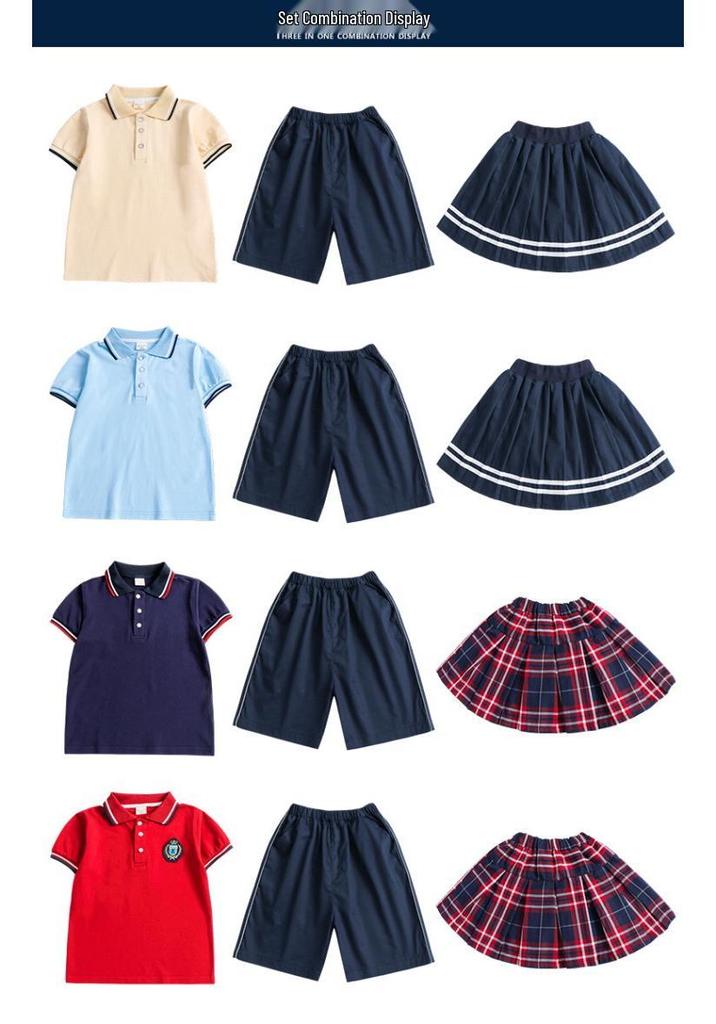 British Style Summer Kids' School Uniform Set - Boys & Girls Two-Piece Performance Wear