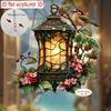 2D flat attractive Robin with lamp cage catcher 2D flat color acrylic pendant for garden, yard and home decoration pendant