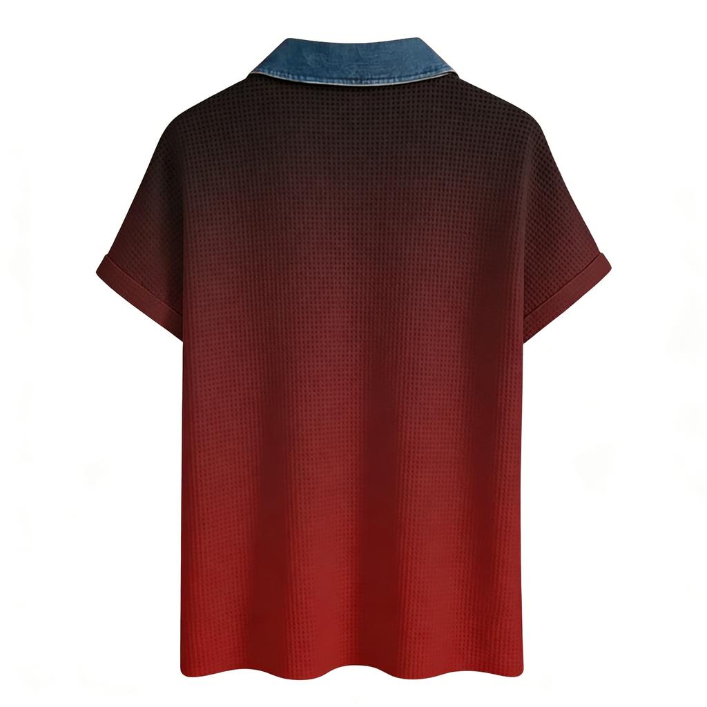 Ladies' Gradient Casual Fashion Short Sleeved Shirt Top