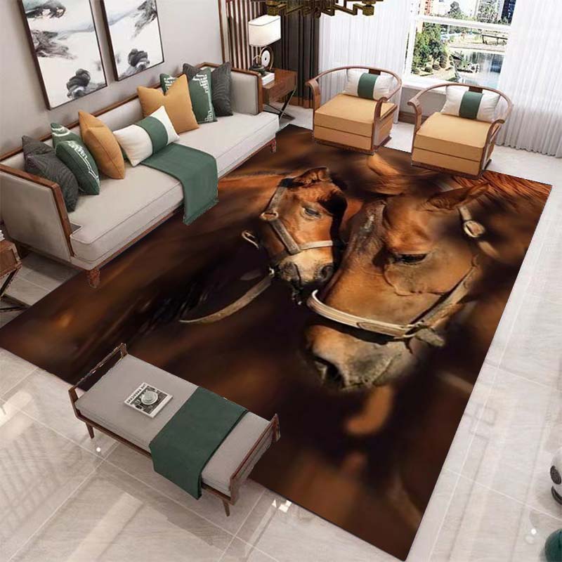 Modern Decor 3D Horses Pattern Carpet Sofa Area Rug Anti-slip Mats Bedside Kitchen Rugs Children Play Carpets for Living Room