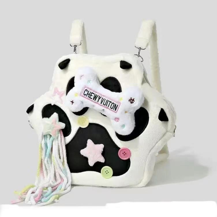 Cute Hot Cute Kawaii Cat Paw Plush Backpack Soft Furry Cartoon Bag With Adjustable Straps Fashion Purse For Women Girls Holiday Gifts