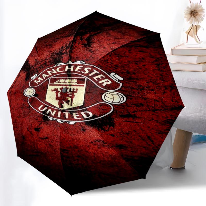 1pz Ombrello Automatico Robusto a 8 Stecche, Ombrello Manchester United Manchester City, Stampato Digitalmente, Ombrello Pieghevole per Uso Esterno in Movimento