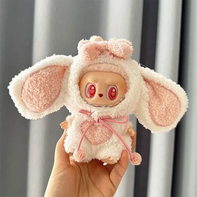 Für 17 cm Labubu Puppenkleidung, modische Kleidung, Kapuzenpullover, Puppenkleidung, farblich passende Kapuzenpullover, Puppenzubehör, süße Dekoration, kleine Tücher