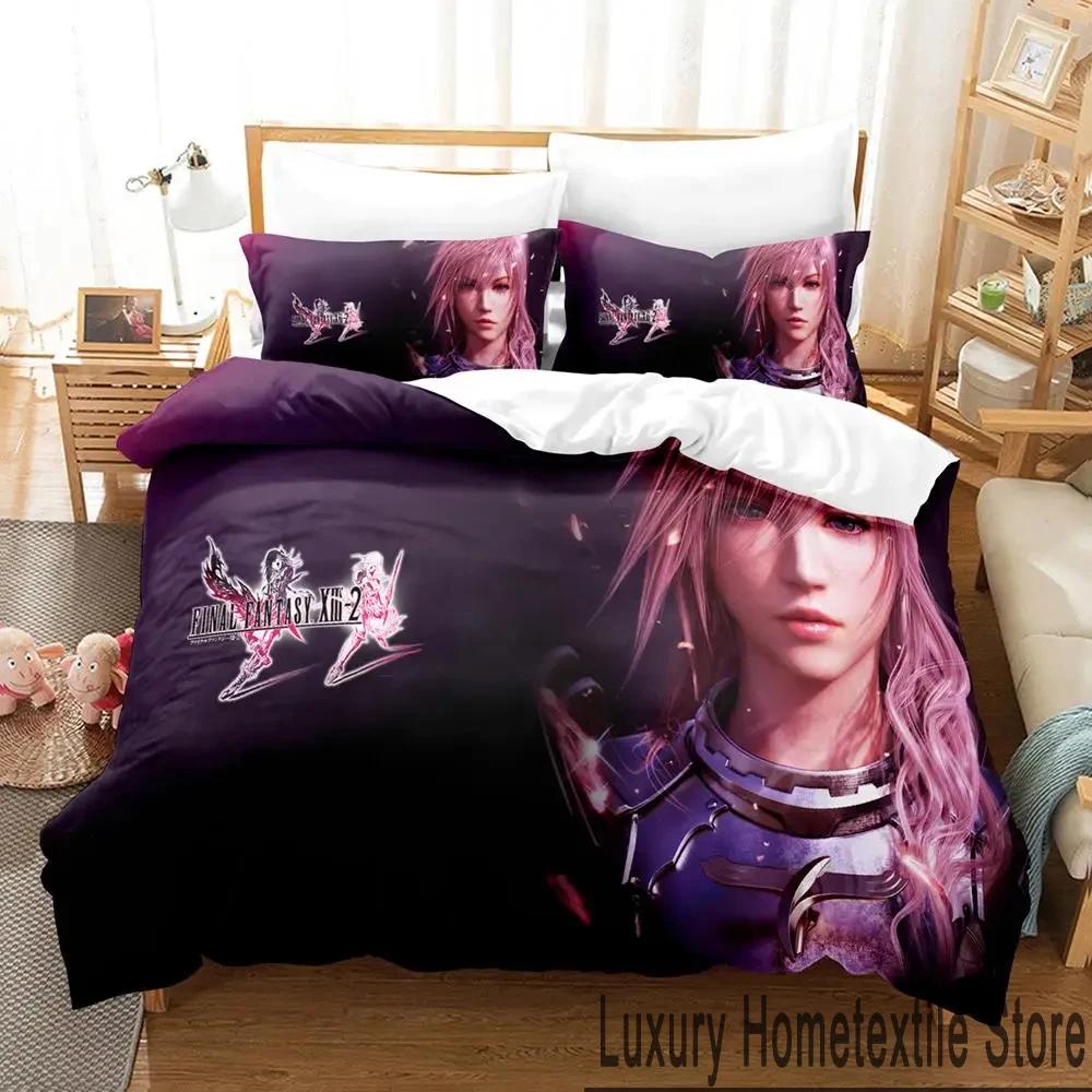 3D Print Anime Game FINAL FANTASY XIII-2 Bedding Set Boys Girls Twin Queen King Size Duvet Cover Pillowcase Bed Boys Adult