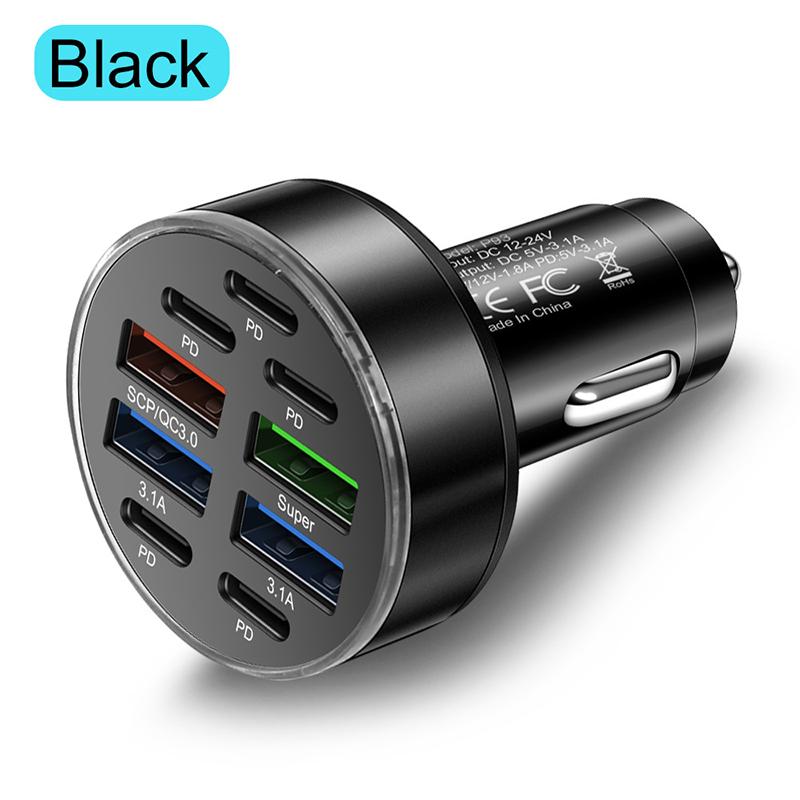 10-Ports Usb Type-C Car Phone Charger For Truck Vehicles Usb-C Fast Charging Power Adapter For Iphone For Samsung Huawei Xiaomi