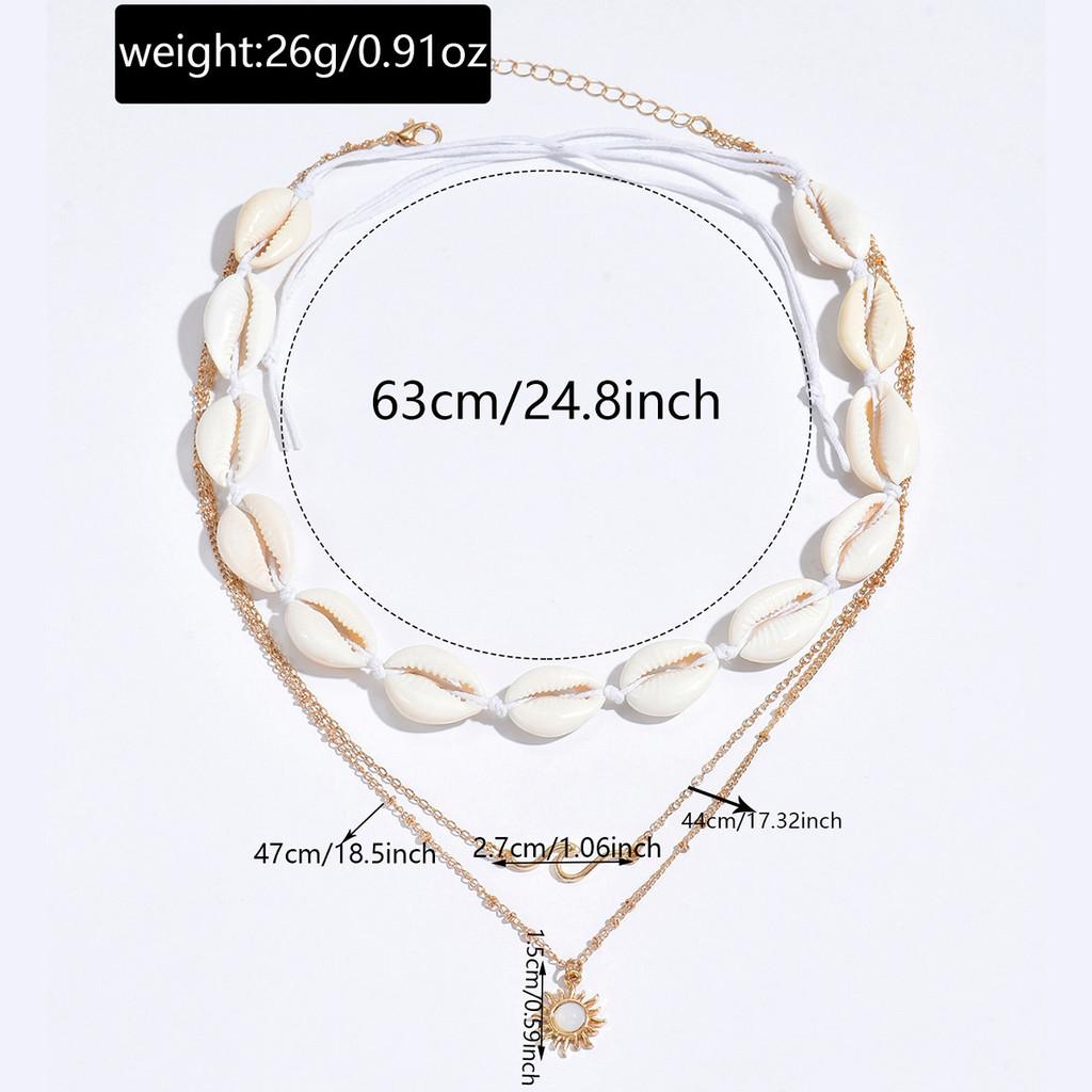 Sunflower Pendant Necklace With Geometric Shell Charm For Women Summer Fashion Accessory