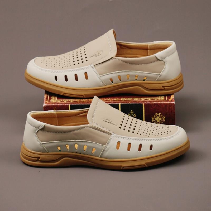 Fashion Classic Brand Men's Leather Casual Shoes Massage Soft Soled Loafers Daily Business Work Shoes for Men's Versatile Breathable