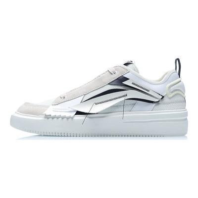 Li Ning Tessuto Form-G Pelle Sintetica Antiscivolo Leggero Equilibrio Resistente all'Usura Traspirante Scarpe da Skateboard Basse Sneakers da Uomo Bianco AGCR087-1
