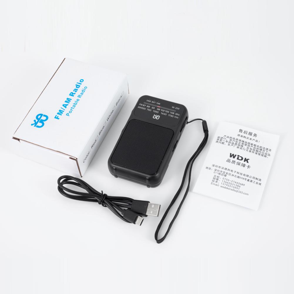 2 Band Stereo Radio Built-in Speaker Telescopic Antenna Radio Flashlight Mini Radio Receiver with 3.5mm Headphone Jack for Elder