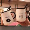Nordic Style Mug with Lid Spoon Couple Ceramic Cup Women Creative Home Office Breakfast Coffee Water Cup Men