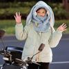 Drawstring Masks Hood Beanies Cartoon Fleece Pullover Cap Rabbit Ear Balaclava Hat  Girls