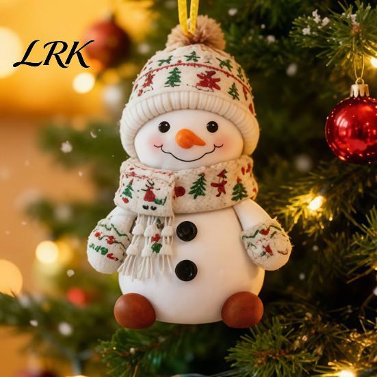 Christmas Tree Decorations Snowman Hanging Ornament, 2D Acrylic Lightweight Pendant, Fade Seasonal Home Resistant Piece for Holiday Party Festive