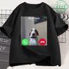 Gustavo Is Calling Phone Funny Dog Meme T Shirts Men's Women Clothing Casual Cotton Short Sleeve Oversized T-shirts Streetwear