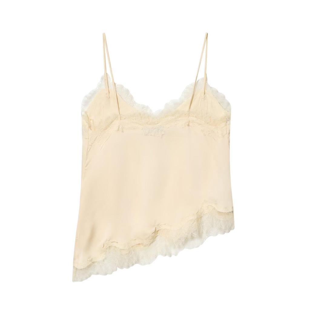2026 Spring European & American Style Women's Satin Lace V-Neck Sleeveless Top