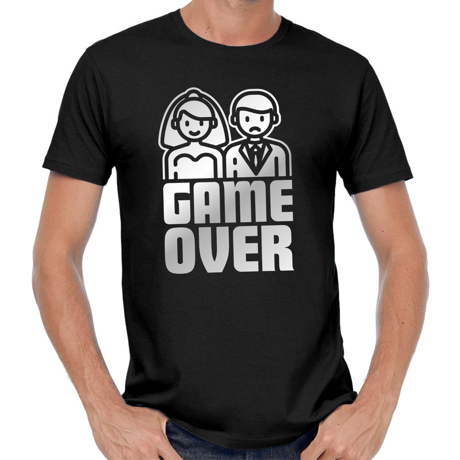 Men s and Women s T-shirts Game Over Bachelor Party Groom Wedding Marriage Fun S