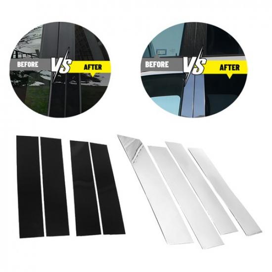 4X Post Pillar Trims Chrome/Black Window 2015- For Ford Super F-150 Cab/Crew