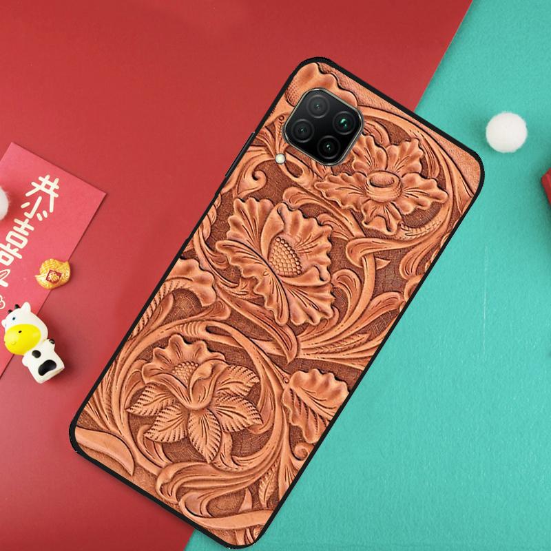 Brown Hand Tooled Western For Huawei Nova 9 10 SE 11 Pro 7i 8i 11i 12i Y73 Y72 Y61 Y91 Y90 Y70 Y60 P30 P40 Lite Case