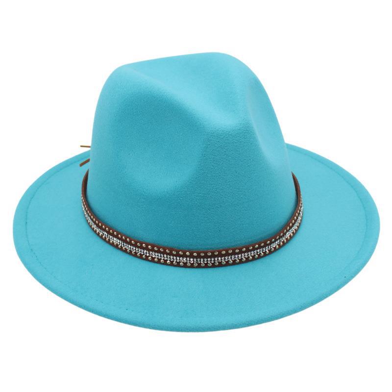 Tibetan Style Top Hat Temperament Jazz Hat British Elegant Felt Hat Big Brim Rivet Woolen Hat Men And Women