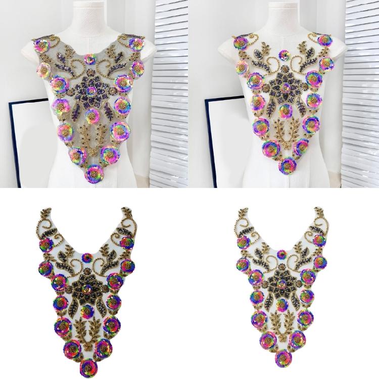 Embroidery Sequins Beads Applique Sewing on Beaded Collar Patches Wedding Dress Applique For Evening Gown Bridals Dress