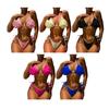 2Pcs/Set Women Bikini Set High Slit Swimming Trunks Adjustable Halter Strap 3D Hand-Sewn Flowers Bikini Bra Set Vacation Party Swimwear