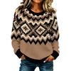 Women's Casual Long Sleeve Geometric Print Round Neck Knit Sweater