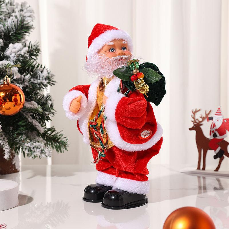 Electric Dancing Santa Shaking Butt Playing Guitar Musical Led Christmas Ornament Home Table Decor For Kids Holiday Party