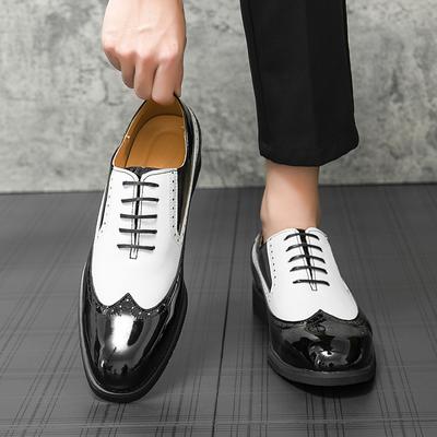 Zapatos Brogues de Cuero para Hombre Marca de Diseño Zapatos de Vestir de Boda con Cordones Casuales de Negocios Oxfords Punta Afilada Oficina Formal Masculino Italiano