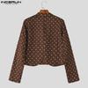 INCERUN Men Long Sleeve Polka Dots Cropped Blazer and Long Skirts Sets Outfits