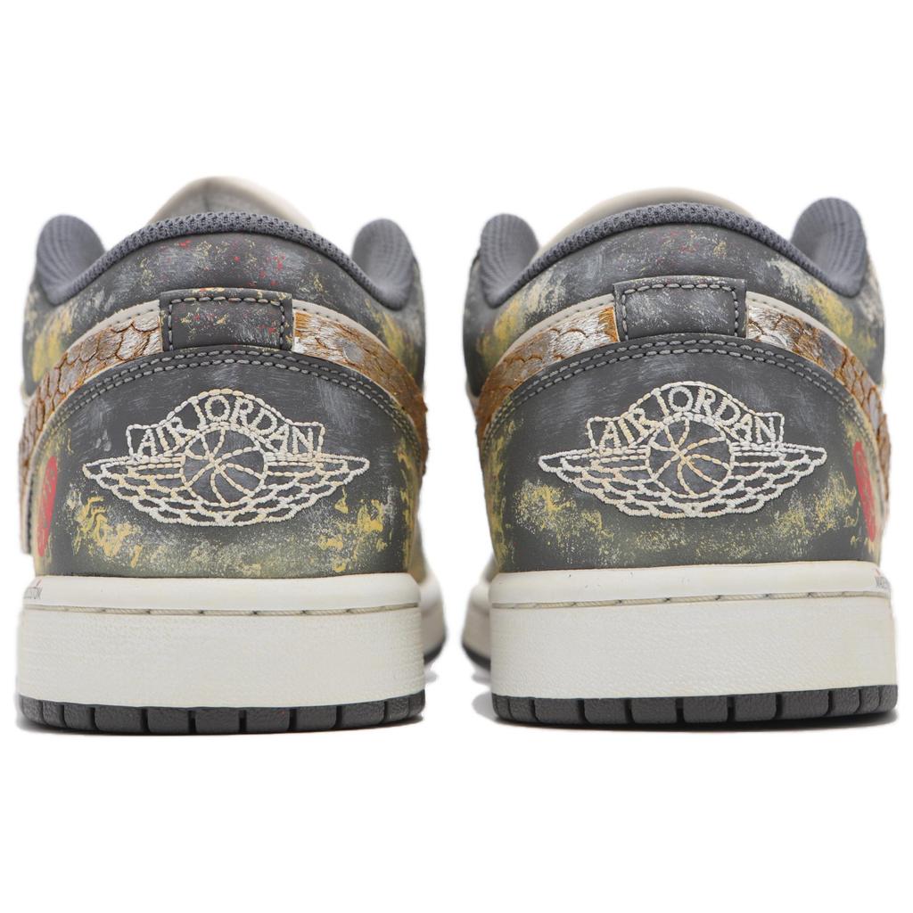 Jordan Air Jordan 1 Abrasion Resistant Abrasion Resistant Low top Basketball Shoes Women's Gray Gold 553560-044(Teamfour-)