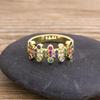 Nidin New Geometric Luxury Boho Rainbow Copper Cubic Zirconia Ring For Women Charm Crystal Rings Fine Party Wedding Jewelry