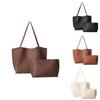 Stylish Retro Pu Tote Bag Set With Large Capacity Dual Color Design For Women