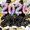 2026 Happy New Year Number Balloons Rose Gold Silver Colorful Aluminum Foil Eve Christmas Party Decoration 16inch Photo Props