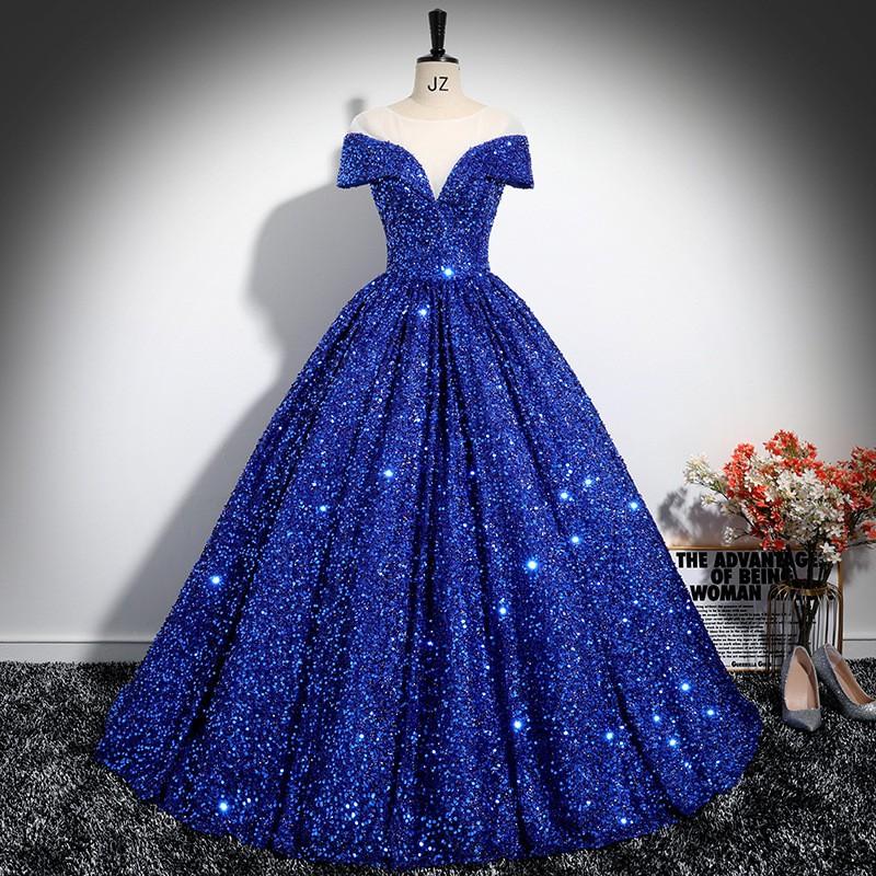 Eleganta zila kāzu kleita ar V