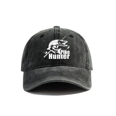 Pike Hunter Baseball Cap Distressed Hats Cap FisherUnisex Fishing Unisex Retro Outdoor Summer Adjustable Hat MZ-168
