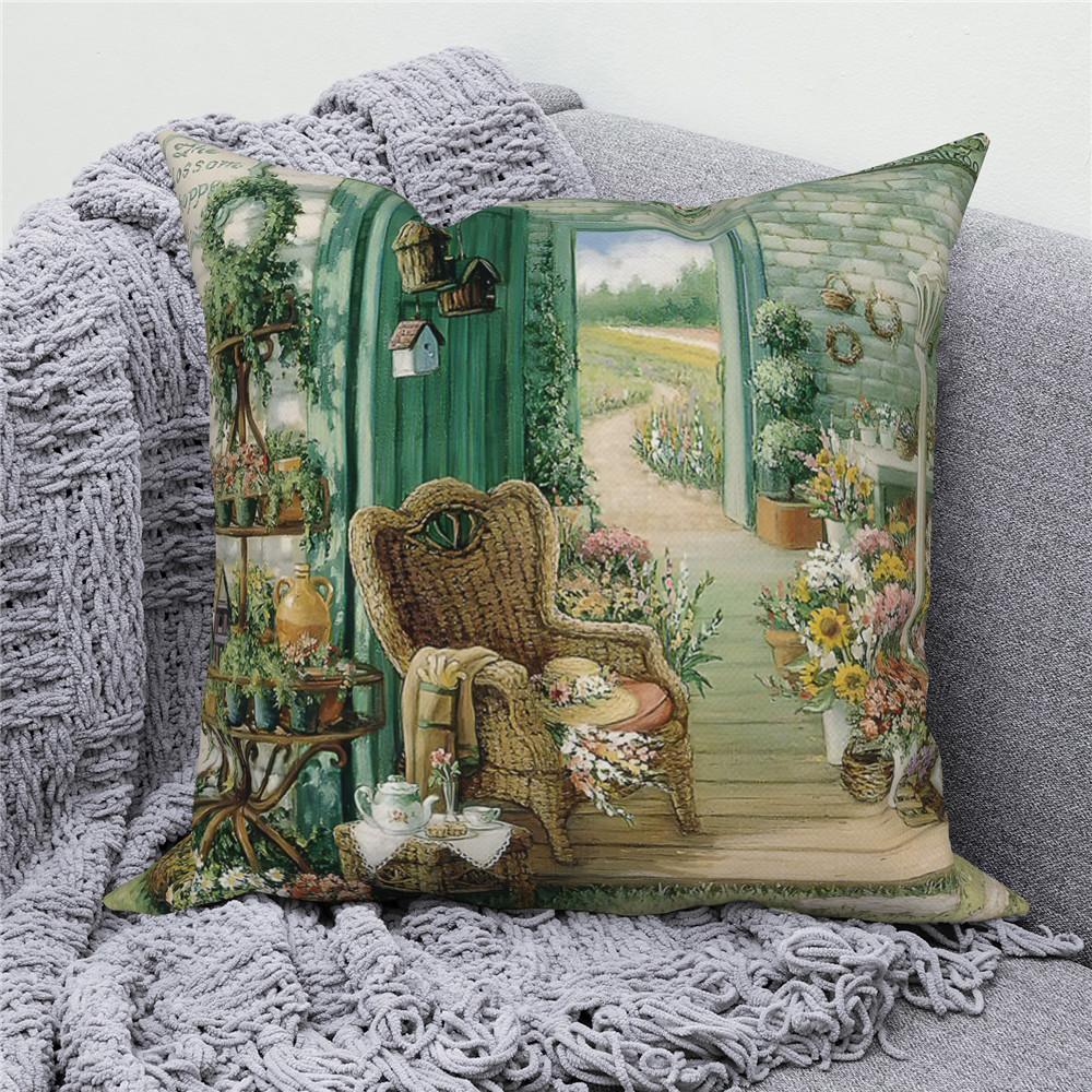 Throw Pillow Cover Home Decor Sofa Decorative   Garden Flower Farmhouse Cushion