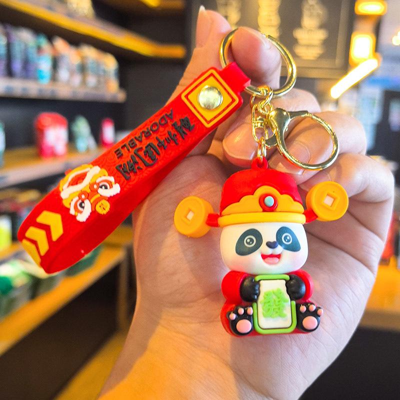 

New Year s China-Chic Cartoon Panda Fortune Mahjong God of Wealth Key Chain Online Celebrity Cute Fortune Small Champion Bag