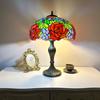Longhuijing Eco-Friendly Flexible Simple Vintage Stained Glass Tulip LED Table Lamp 16 Inch AC E26 Bedside Reading Light