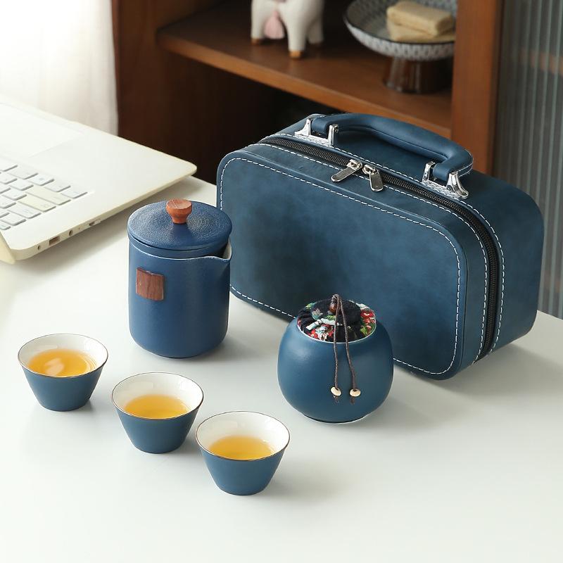 

Грубая керамическая дорожная чайная посуда, практичный корпоративный подарок с печатью, креативная керамическая экспресс-чашка, удобная кожаная сумка