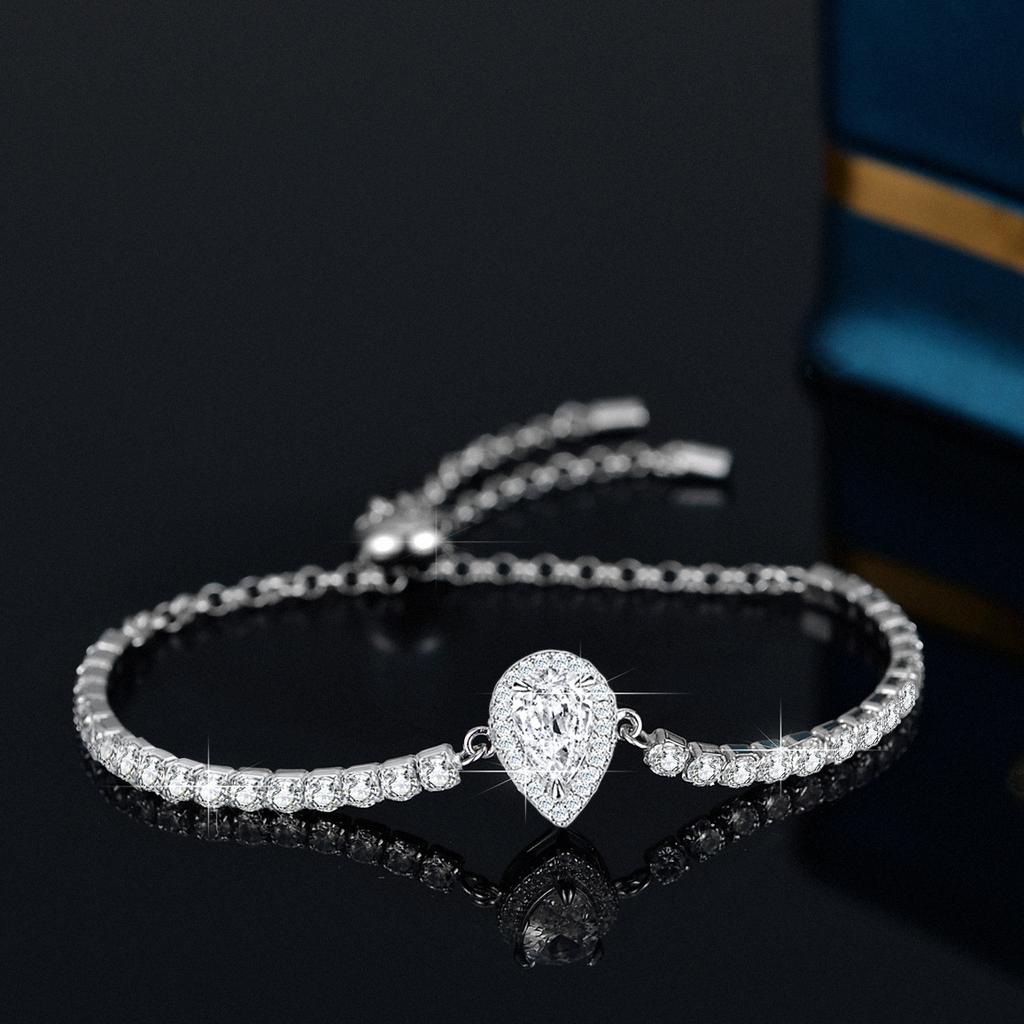 S925 Silver Bracelet Moissanite Bracelet Moissanite Water Drop Pear Shape Simple
