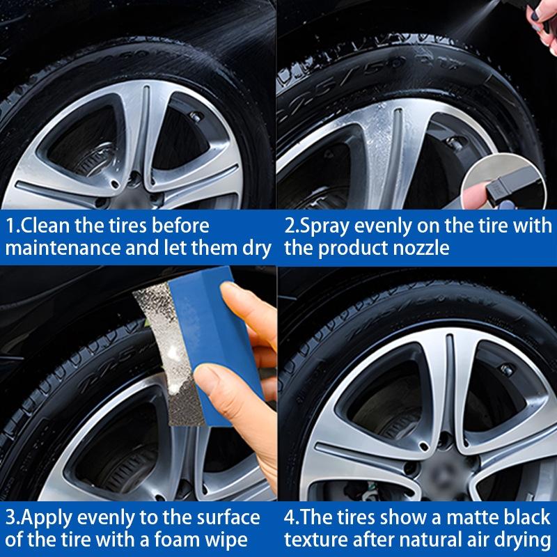 1Pcs Protection Long-Lasting Tire Shine Spray 100Ml Motorcycle Black Wet Look Tire Shine Dressing For Deep Glossy Finish