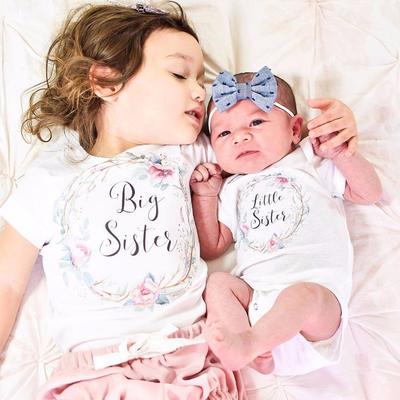 Cute Baby Girl Big Sister Tops Little Sister Rompers Match Clothes Toddler Jumpsuit