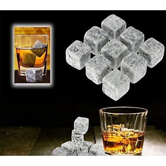 Ice Cubes - Whiskey - 9pcs - Soapstone - Reusable - Velvet Pouch