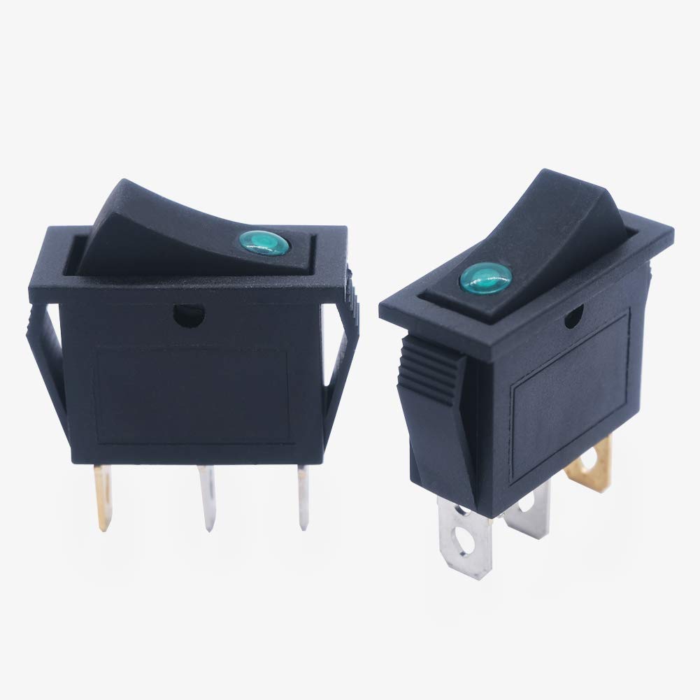 mxuteuk 8pcs 12V Illuminated Rocker Switch Toggle Power SPST ON-Off Switch Snap-in 3 Pin 2 Position Red Yellow Green Blue LED Light, Use for Car Auto