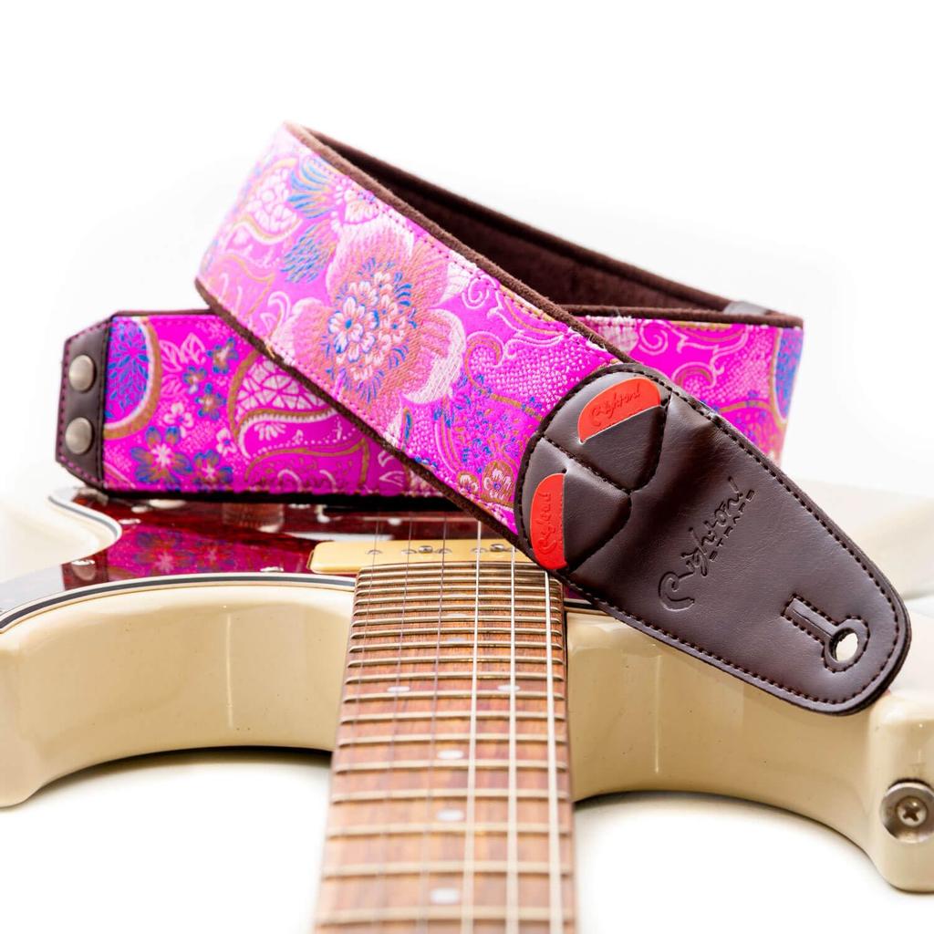 Straps 6cm Hokkaido Pink RightOn! Guitar/Bass Strap, Wide, 100-150cm,