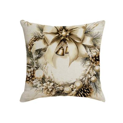 Christmas Hug Linen White Bell Decoration Sofa Backrest Double-sided Printed Pillowcase Home Cushion Cover