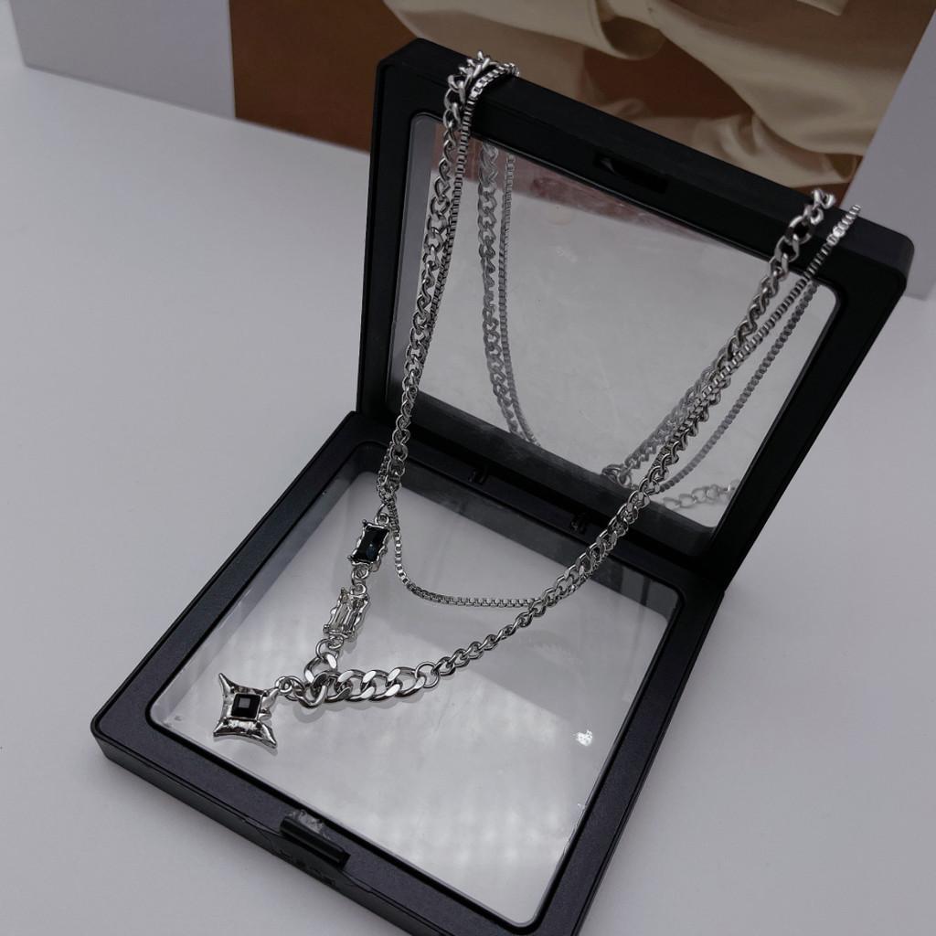 iF ME Retro Gem Star Necklace Double Layer Silver Chain Choker for Women Jewelry Accessories