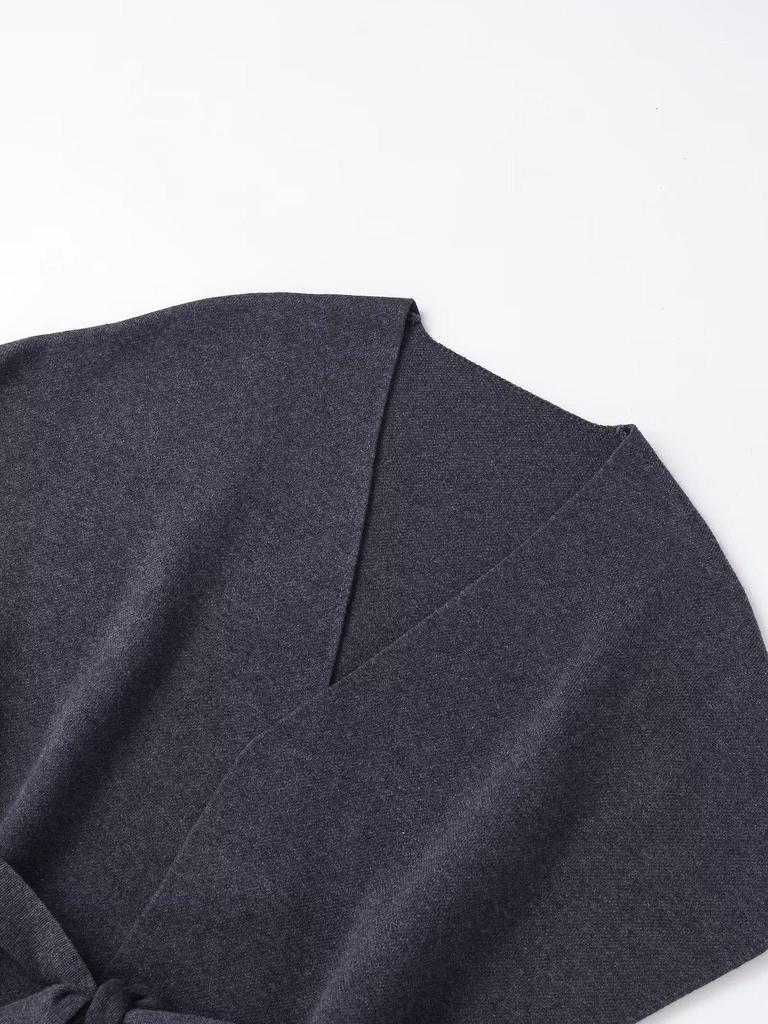 Damen Modischer Strickweste & Pendlerstil Rock mit Gürtel