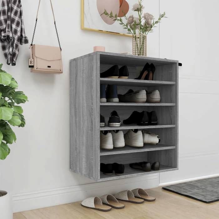 VidaXL Shoe Cabinet Sonoma Grey 60x35x70 Cm Engineered Wood 816015
