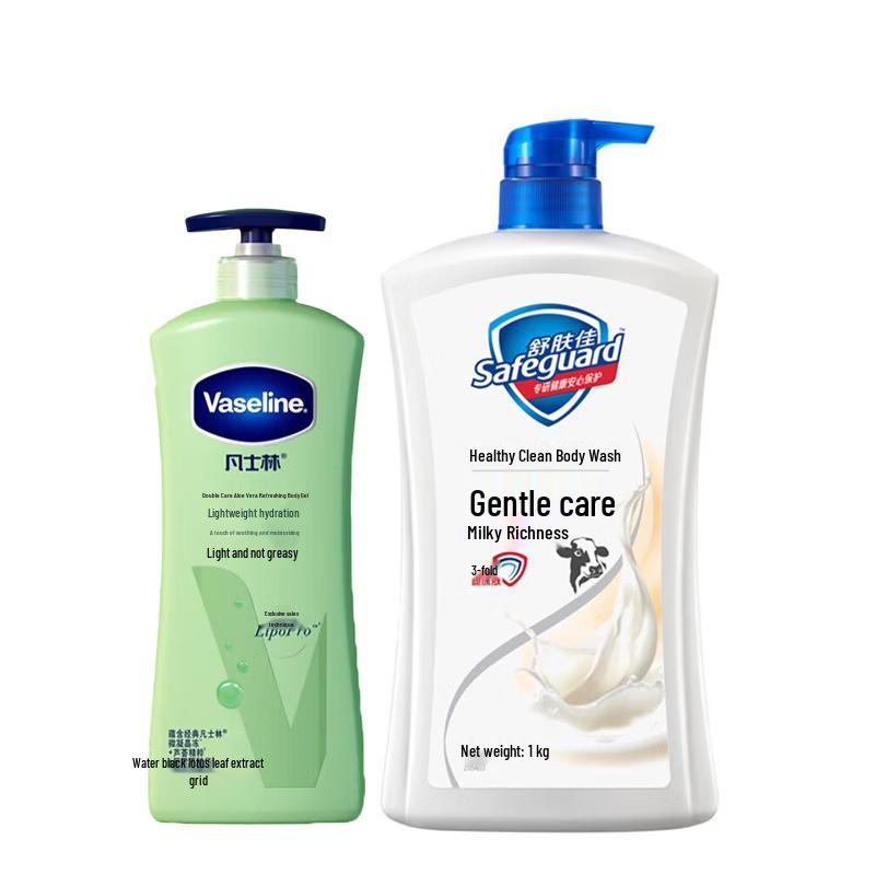 Vaseline Aloe Fresh Body Lotion & Milk Aroma Shower Gel Set