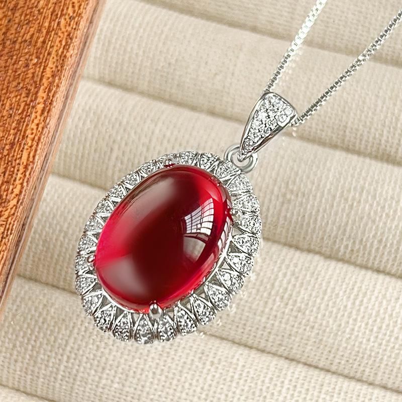 Autumn And Winter Jewelry European Simulation Pigeon Blood Red Corundum Plain Surface Retro Set Main Stone 13 * 18